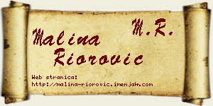 Malina Riorović vizit kartica